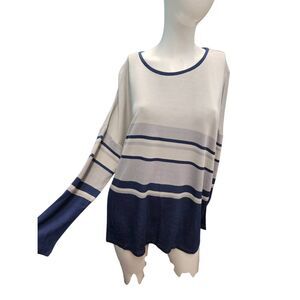 Bylyse Gray Blue Striped Blouse Womens size XL NEW TAGS